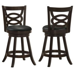 Calecita Cappuccino Upholstered Seat Swivel Counter Height Stool Set of 2