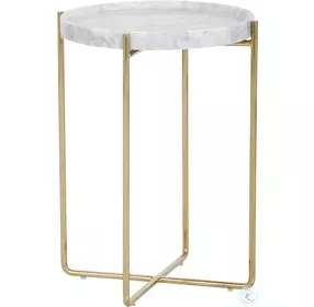Anselie White Marble Side Table