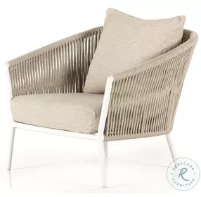 Porto Faye Sand Performance Fabric and White Outdoor Chair