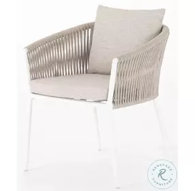 Porto Faye Sand Performance Fabric And White Outdoor Dining Chair