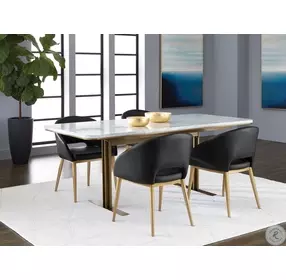 Celestine Antique Brass 79" Dining Room Set