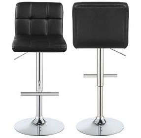 Lenny Chrome And Black Adjustable Height Bar Stool Set of 2