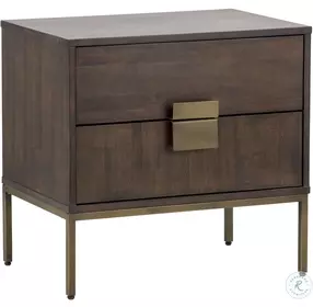 Emerald Antique Brass Nightstand