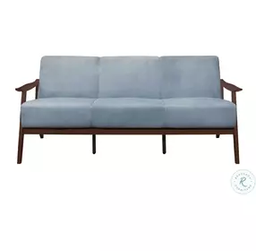Carlson Blue Gray Velvet Sofa