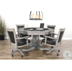 Elmcrest Gray 5 Piece Reversible Game and Dining Poker Table Set