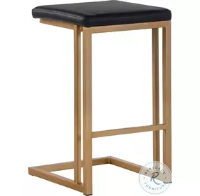 Kingsley Onyx And Gold Counter Height Stool Set of 2