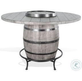 Elmcrest Gray Round Counter Height Dining Table with Lazy Susan