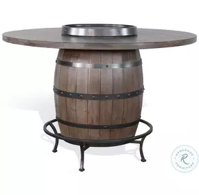 Velden Hollow Natural Round Counter Height Dining Table with Lazy Susan