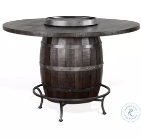 Havenstead Dark Brown Round Counter Height Dining Table with Lazy Susan