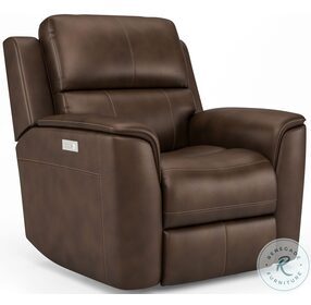 Henry Brown Leather Power Recliner with Power Headrest and Lumbar