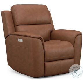 Henry Russet Leather Power Recliner with Power Headrest and Lumbar