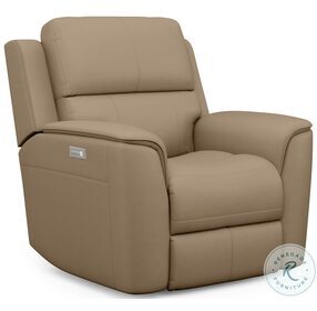 Henry Brown Leather Power Recliner with Power Headrest and Lumbar