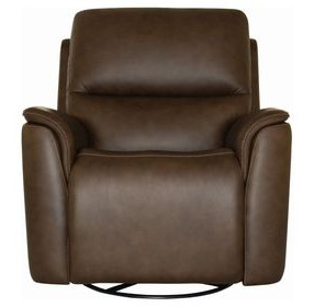 Henry Burnt Umber Leather Swivel Gliding Power Recliner with USB Charging and Heat Massage