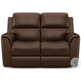Henry Brown Leather Power Reclining Loveseat with Power Headrest and Lumbar