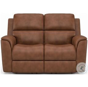 Henry Russet Leather Power Reclining Loveseat with Power Headrest and Lumbar