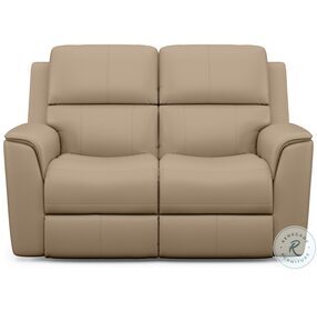 Henry Brown Leather Power Reclining Loveseat with Power Headrest and Lumbar