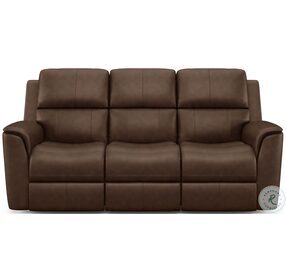 Henry Brown Leather Power Reclining Sofa with Power Headrest and Lumbar