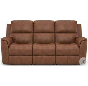Henry Russet Leather Power Reclining Sofa with Power Headrest and Lumbar
