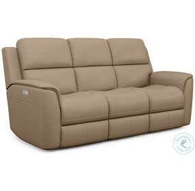 Henry Brown Leather Power Reclining Sofa with Power Headrest and Lumbar