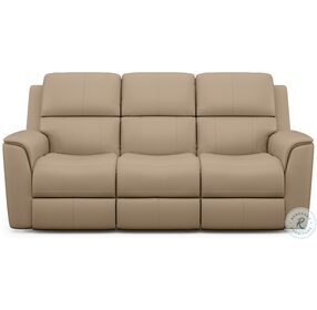 Henry Brown Leather Power Reclining Sofa with Power Headrest and Lumbar