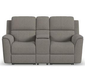 Henry Brown Power Reclining Console Loveseat with Power Headrest and Lumbar