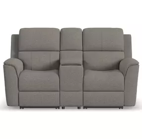 Henry Brown 75" Power Reclining Console Loveseat with Power Headrest and Lumbar