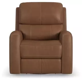 Linden Caramel Leather Zero Gravity Swivel Gliding Power Recliner with USB Charging and Heat Massage