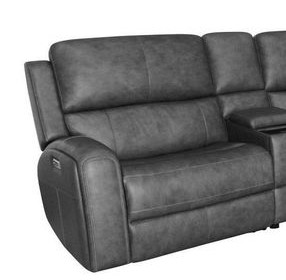 Linden Charcoal Leather Zero Gravity LAF Power Recliner with Power Lumbar and USB Charging