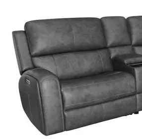 Linden Charcoal Leather Zero Gravity LAF Power Recliner with Power Lumbar and USB Charging