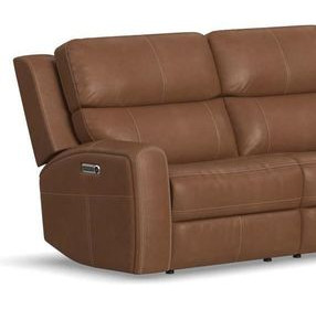 Linden Caramel Leather Zero Gravity LAF Power Recliner with Power Lumbar and USB Charging