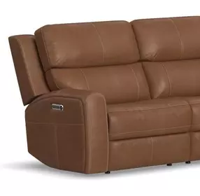 Linden Caramel Leather Zero Gravity LAF Power Recliner with Power Lumbar and USB Charging