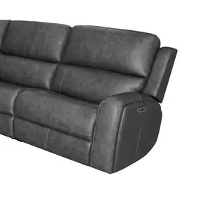 Linden Charcoal Leather Zero Gravity RAF Power Recliner with Power Lumbar and USB Charging