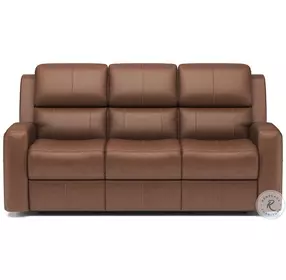 Linden Brown Leather Power Reclining Sofa With Power Headrest And Lumbar