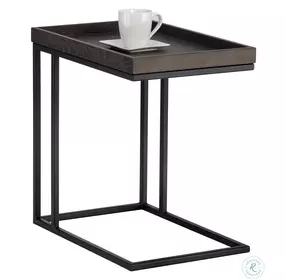 Brixham Black And Charcoal C Shaped End Table