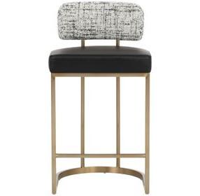 Sylvara Bravo Black and Halton Birch Performance Fabric Counter Height Stool
