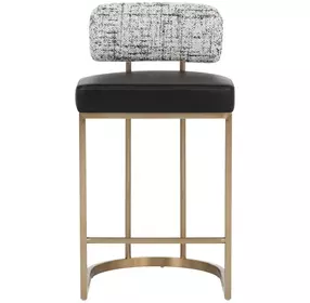 Sylvara Bravo Black and Halton Birch Performance Fabric Counter Height Stool