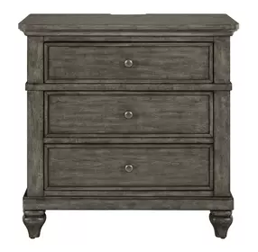 Twin Lakes Gray 3 Drawer Nightstand with USB Charging
