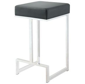 Gervase Black And Chrome Square Counter Height Stool