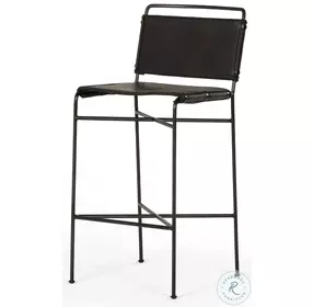 Wharton Distressed Black Bar Stool