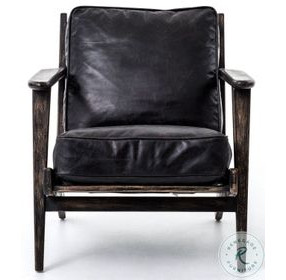 Brooks Rialto Ebony Leather Lounge Chair