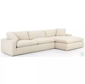 Plume Thames Cream 2 Piece 136" RAF Chaise Sectional