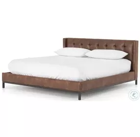 Newhall Vintage Tobacco King Upholstered Platform Bed