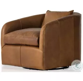 Topanga Heirloom Sienna Leather Swivel Chair