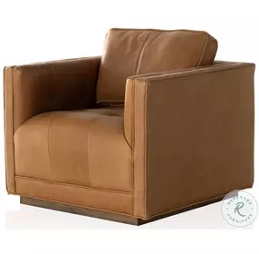 Kiera Palermo Cognac Leather Swivel Chair