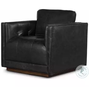Kiera Sonoma Black Leather Swivel Chair