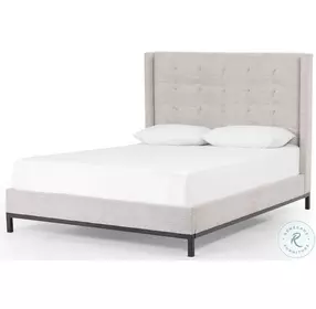 Newhall Plushtone Linen King Upholstered Wingback Panel Bed