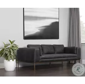 Burr Black Leather Sofa