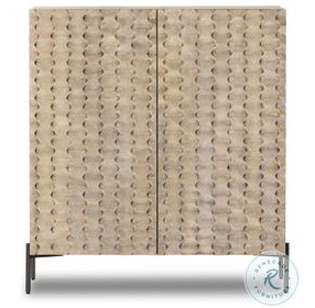 Raffael Carved Stonewash Grey Mango 2 Door Bar Cabinet