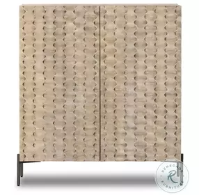 Raffael Carved Stonewash Grey Mango 2 Door Bar Cabinet