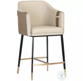 Pembroke Napa Beige And Tan Faux Leather Counter Height Stool